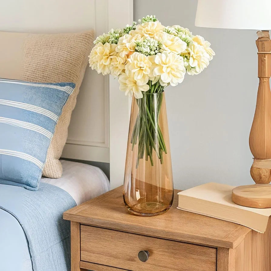 SATYAM KRAFT 1 Pcs Artificial Dahlia Flower Bunch – 7-Stem Faux Bouquet for Home, Office, Wedding & Party Decoration – Realistic Fabric Flower Arrangement  