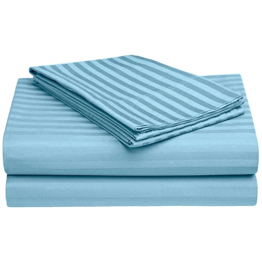 FRESH FROM LOOM Microfiber Wrinkle Resistant | Soft Skin Safe | Breathable Queen Size Flat Striped Bedsheets | Hotel & Home | Double Bedsheet Set with 2 Pillow Covers , 144 TC