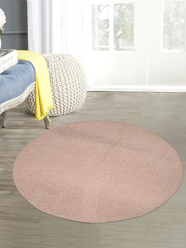 SARAL HOME EASY LIVING Home Beige Polypropylene Anti Skid Round Bathmat-90X90 Cm