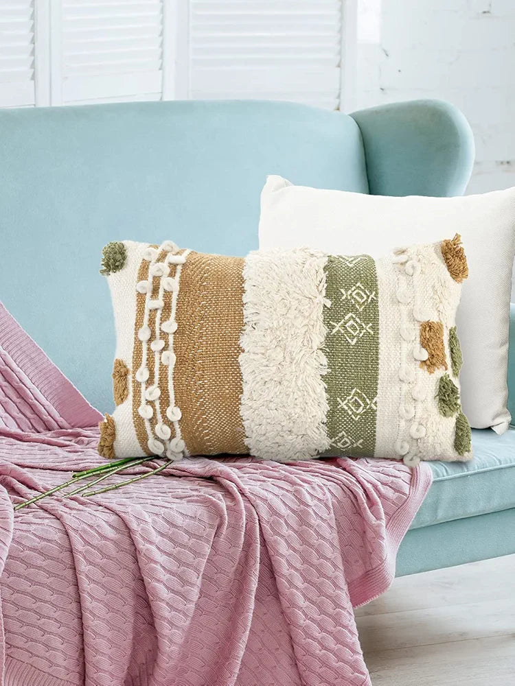 SASHAA WORLD Earth Tones Abstract Lumbar Cushion, Decorative Throw Cushion/Pillow for Couch and Bed 