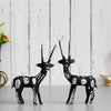 Ecraftindia Set of 2 Black and Silver Metal Handcrafted Deer Figurine