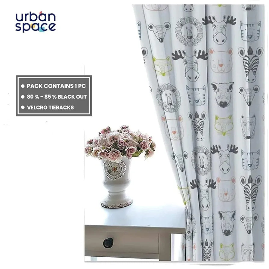 Urban Space Digital Printed Blackout Curtains for Door Bedroom, 80-85% Room Darkening Blackout Kids Decorative Curtains, 1 Piece Curtain with Eyelets and Tieback 