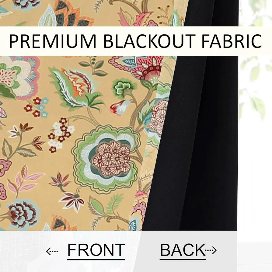 Cloth Fusion 100% Blackout Printed Premium Door Curtains 7 Feet Long Set of 2, Noise Reducing Blackout Parda 7 Feet with Grommet for Home Decor 