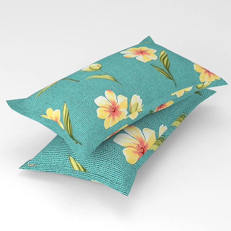 Polycotton 220 TC Floral Printed King Size Double Bedsheet with 2 Pillow Covers, (90 x 90 Inches, Themis