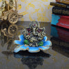 Ecraftindia Metal Lord Ganesha Statue on Sky Blue Leaf