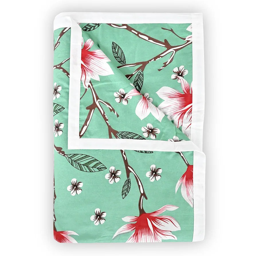 Divine Casa 100% Cotton Double Bed Dohar | Ultra-Soft Reversible AC Blanket | Cozy & Lightweight Quilt | 220 x 205 CM, Mint Blossom Haven