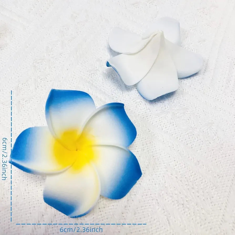 12 Pieces Artificial Fake Foam Hawaii Frangipani Floating Beach Champa Flowers for Hair, Hat,Pooja, Festival and Events, Bedroom, Wedding, Party, Marriage and Home Decor DIY  