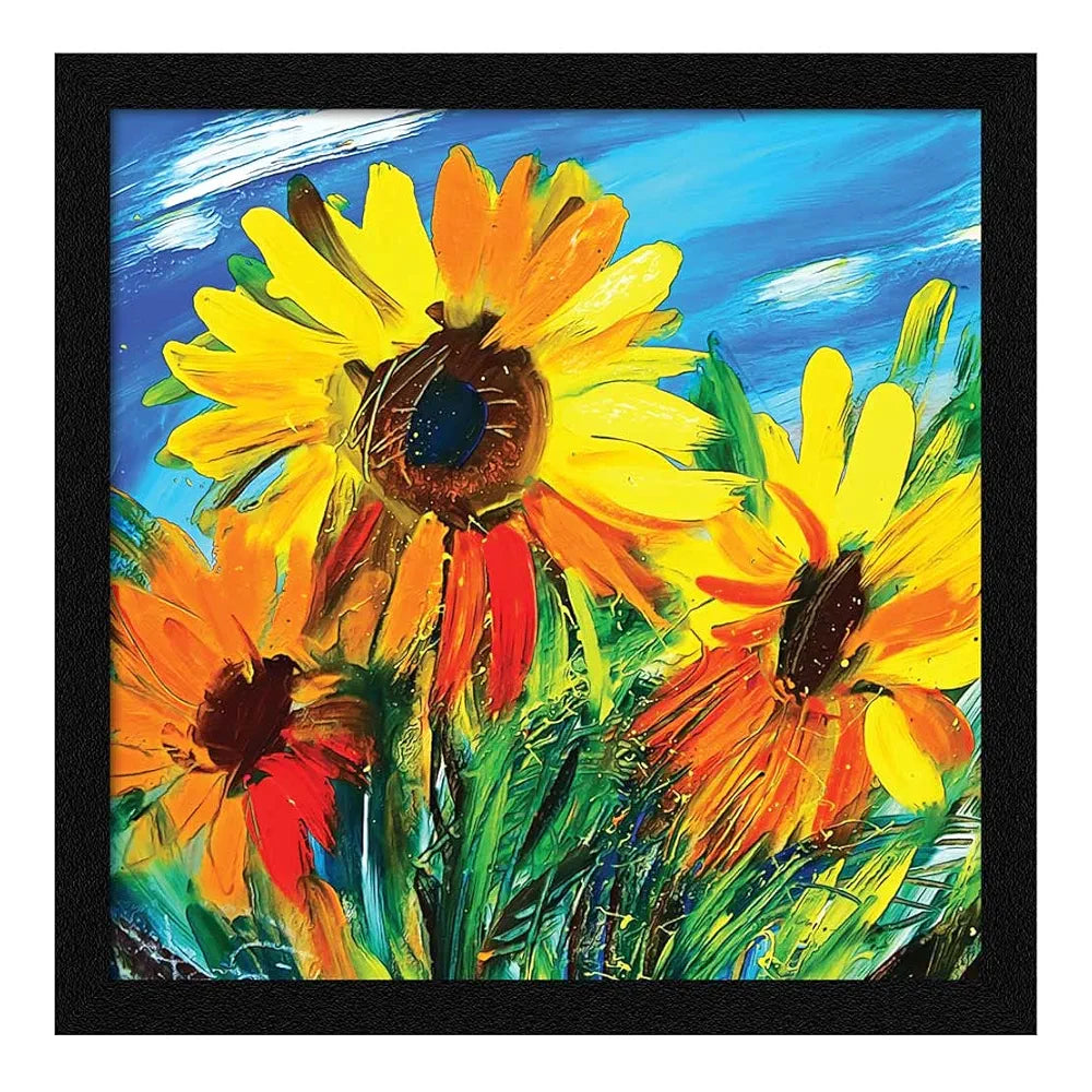 ArtX Paper Sunflower Wall Art Painting, Multicolor, Floral, 13X13 in, Set of 1