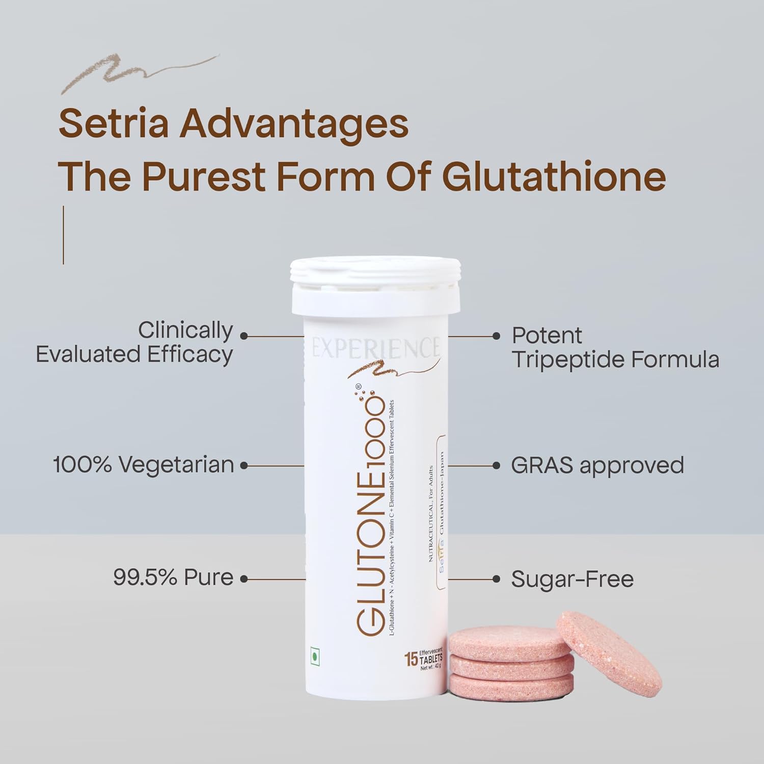 Glutone 1000 Setria L-glutathione & Vitamin C Effervescent Tablets - 1 -  Swadesii