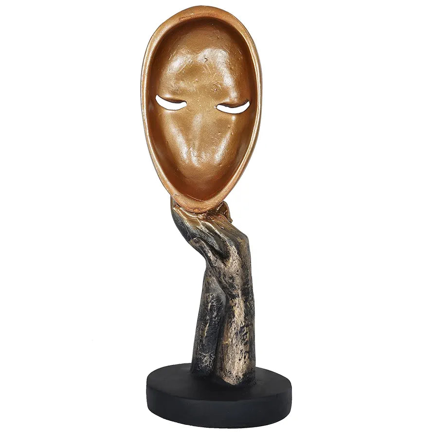 ZART Resin Human Lady Face Showpiece, Medium, 1 Piece, Golden