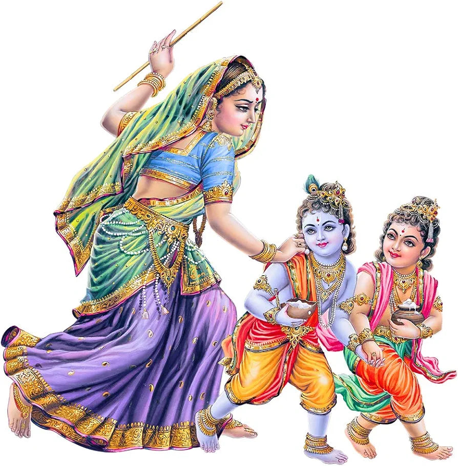 Rangoli Yashoda Maa with Little Baal Krishna Self Adhesive Wall Sticker for Home Decoration Size-50cm 