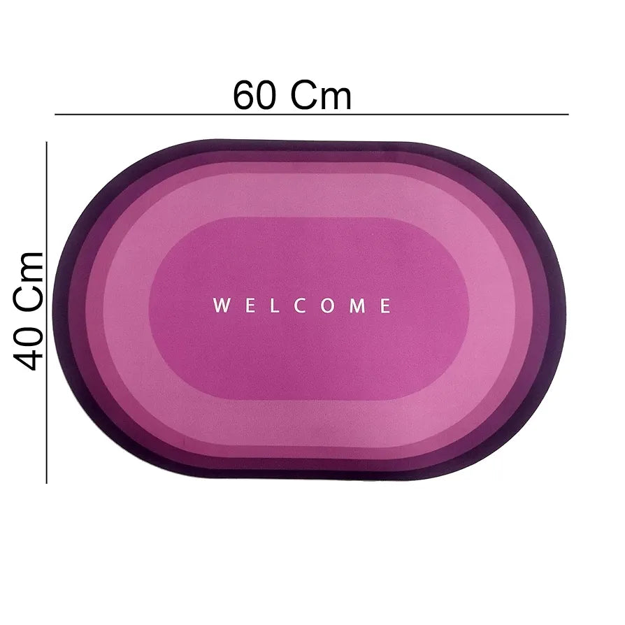 STATUS Contract Pink Welcome Water Absorbing Mat for Bathroom Quick Dry Rubber Backed Anti-Slip Floor Mat Non Slip Mat for Home,Kitchen Oval