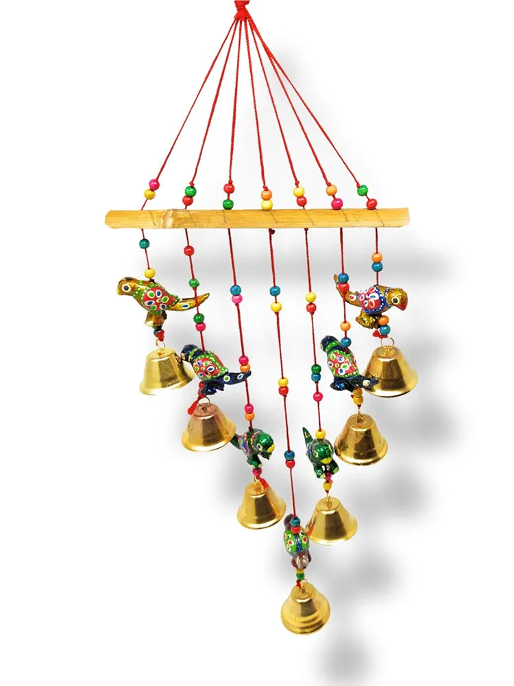 JH GALLERY Handcrafted Recycled Material Rajasthani Wind Chime Door/Wall Hanging |Eco-Friendly 20-Inch Wind Chime with Bells|Decorative Traditional Home Decor for Indoor/Outdoor