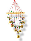 Handcrafted Recycled Material Rajasthani Wind Chime Parrots