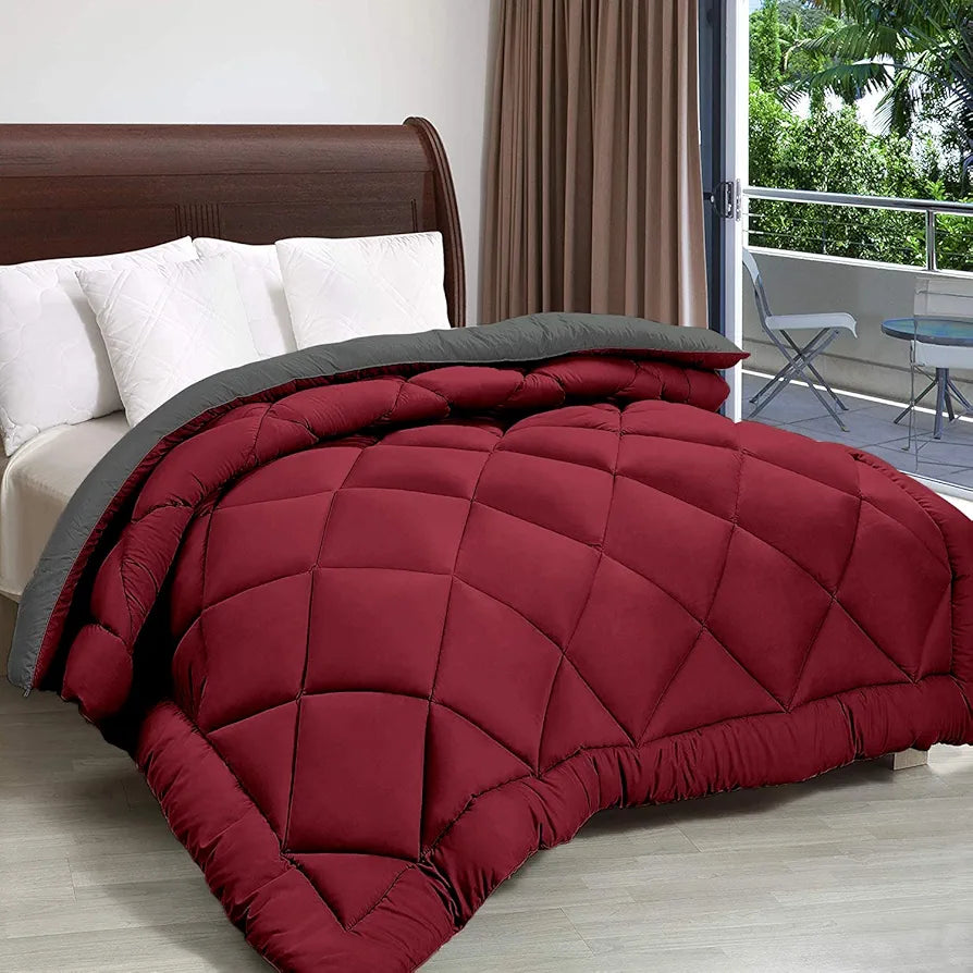 Cloth Fusion Reversible AC Comforter Single Bed 220 GSM,Soft Microfibre Quilt Blanket for Winter