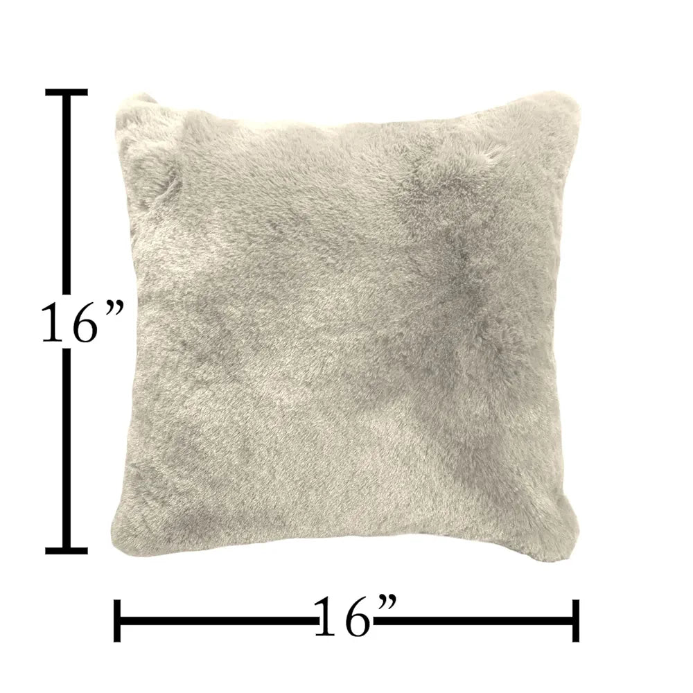 Luxe Home Cushion Cover 16 inch x 16 inch One Side Rabbit Fur Plain Design Covers Set of 2 for Sofa, Bedroom, livingroom 