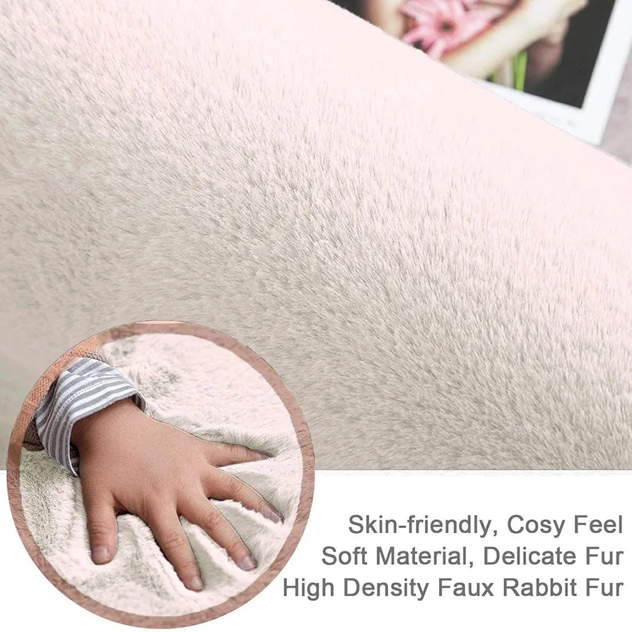 LUXE HOME INTERNATIONAL Rectangular Carpet Super Soft Anti Skid Rabbit Fur  Bathroom Mats for Bedroom, Door, Kitchen Floor  Pack of 1
