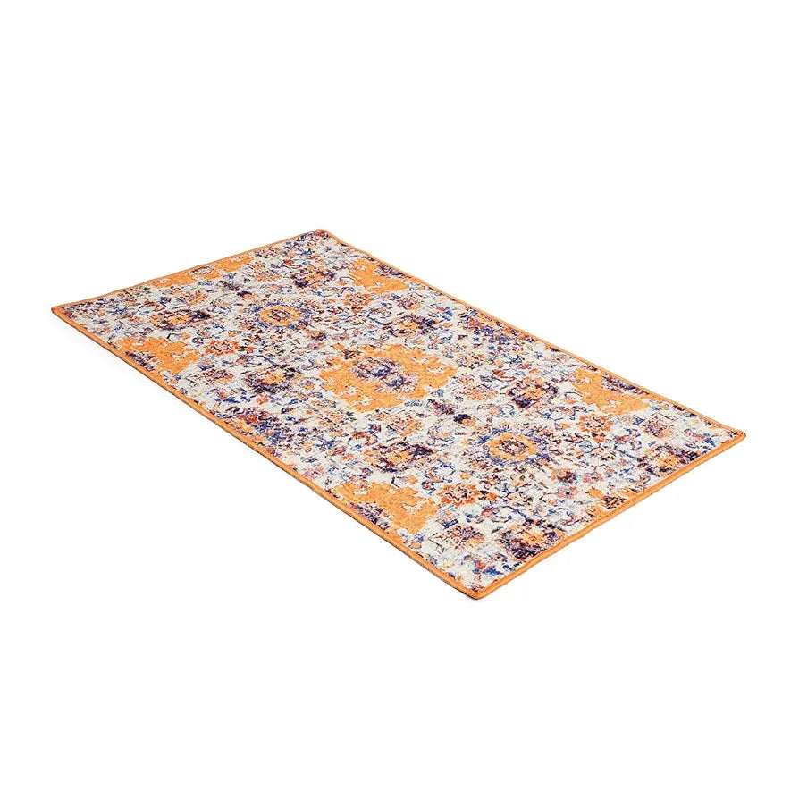 Status Contract Polyester Printed Vintage Persian Carpet Rug Runner with Anti Slip Backing, 5 x 7 Feet, Multicolour