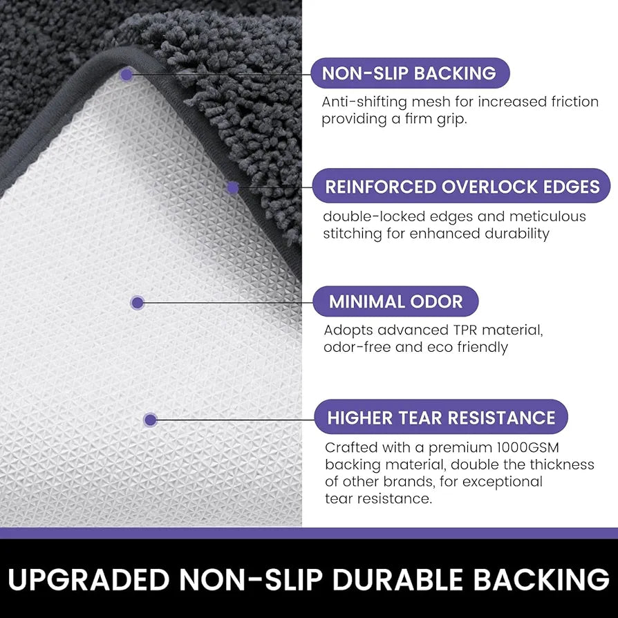 LUXE HOME INTERNATIONAL Microfibre Luxe Rectangular Home Bath Mat Super Soft Anti Skid Newman Mats For Bathroom 
