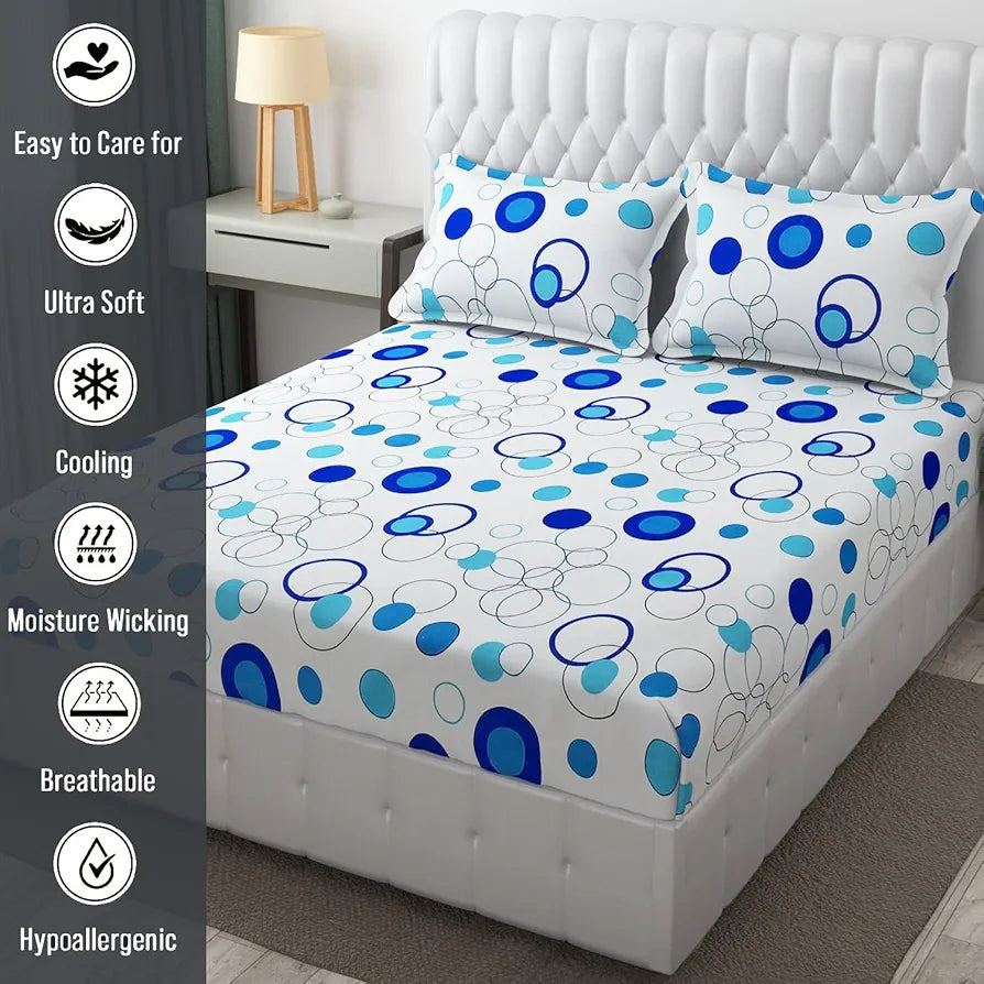FRESH FROM LOOM Microfiber King Size Bedsheet For Double Bed|Floral Design Bed Spread With 2 Pillow Covers|Soft|Hypoallergenic,144 TC