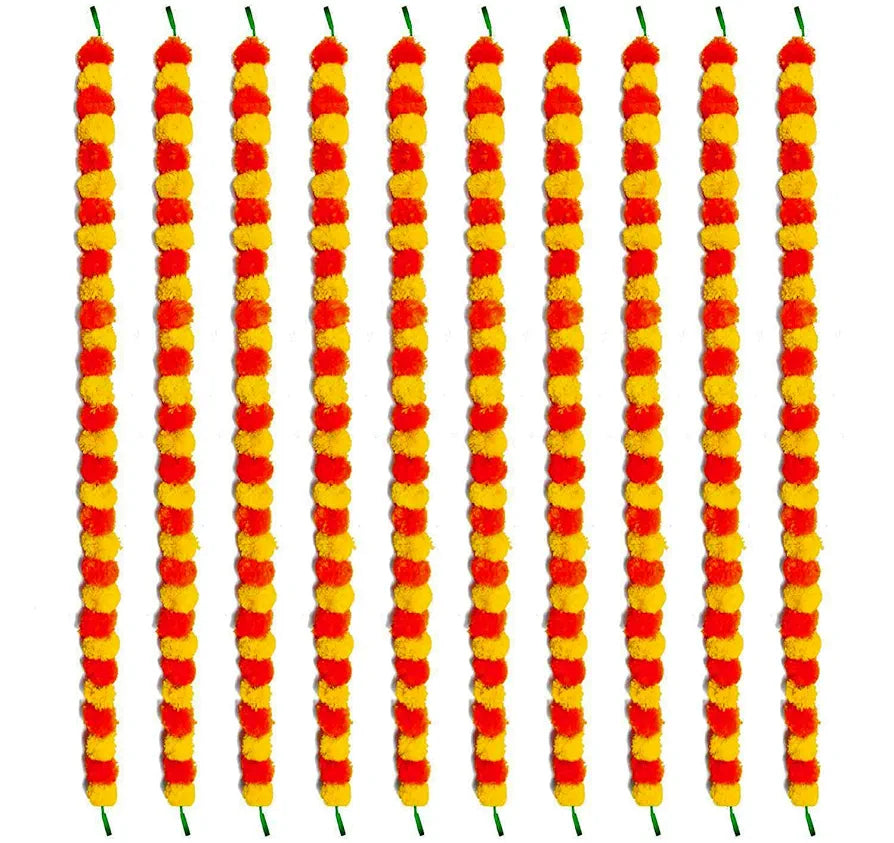 Abhaas Artificial Marigold Fluffy Flowers for Decoration Garlands for Decoration Pooja Room Toran Indian genda phool for Wedding Festivals Diwali pongal 