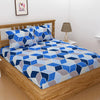 Homefab India 144 TC Microfiber Double Bedsheet with 2 Pillow Covers Blue Geometric