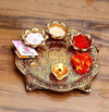 Chhariya Crafts Metal Pooja Thali with Diya for Home and Office Temple Puja Item