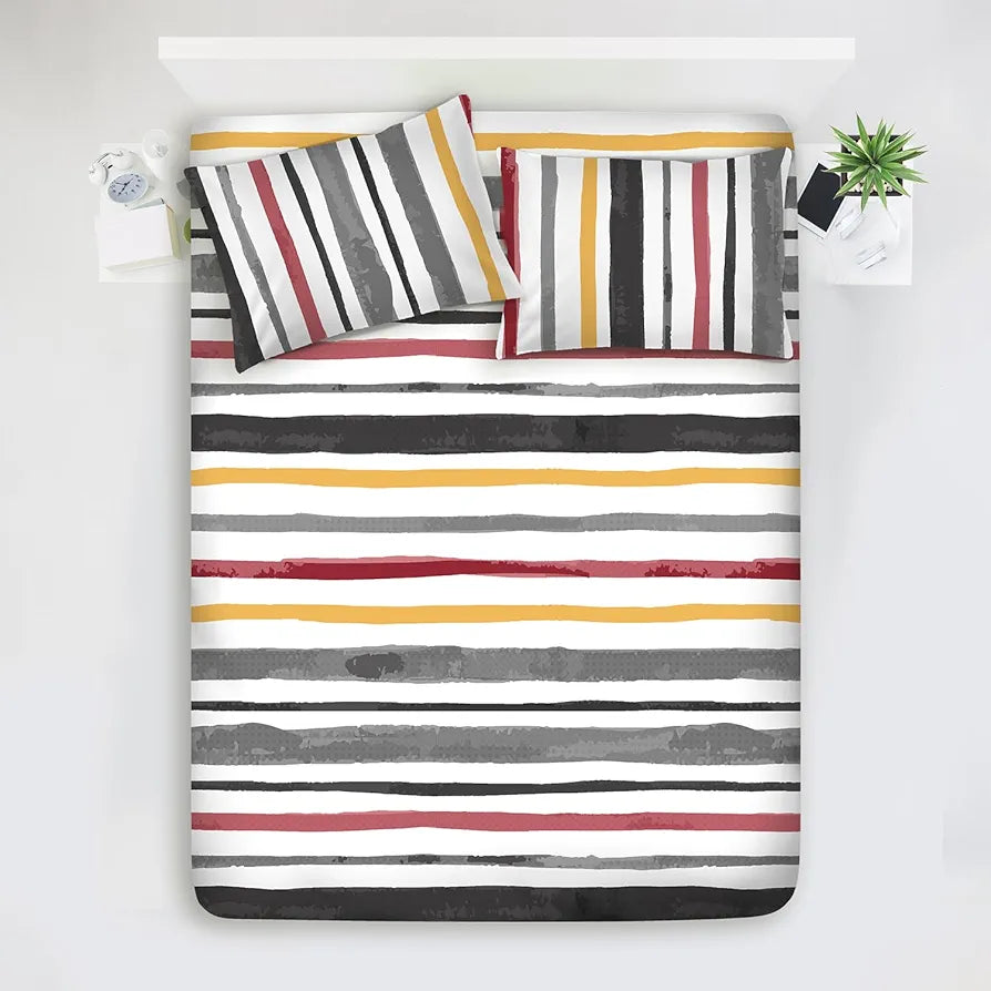 Layers Argos Bedsheet Set for All Seasons - Lightweight, Moisture Absorbent, Machine Washable & Easy to Care - Gift for Housewarming & More - 225 CVC - King Size 