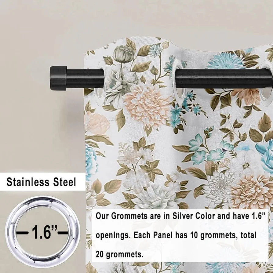 Cloth Fusion 100% Blackout Printed Premium Window Curtains 5 Feet Long Set of 2, Noise Reducing Blackout Curtains 5 Feet for Window with Grommet for Home Decor 