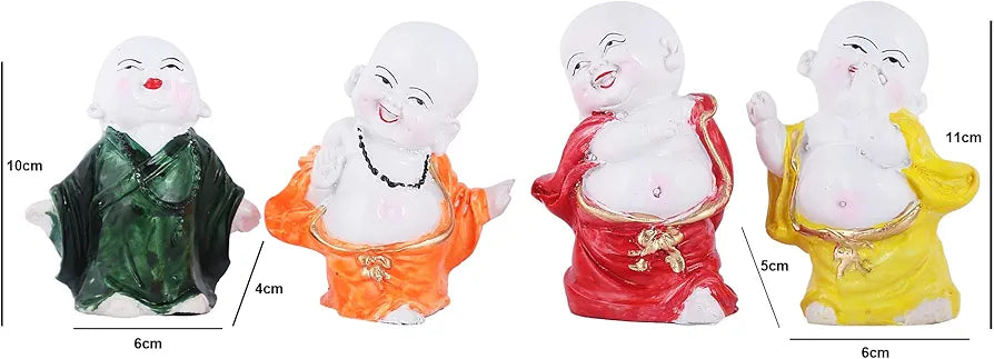 MARINER'S CREATION Polyresin Baby Laughing Buddha showpiece Multicolour, 4 Pieces
