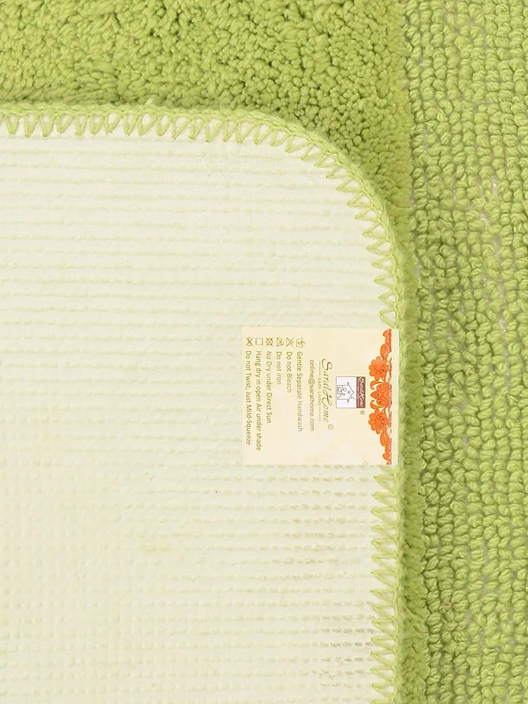 Saral Home Cotton Anti Slip Bathmat Set with Contour- 