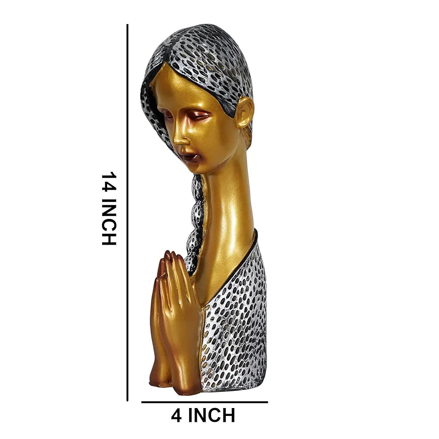 Zart Polyresin Welcome Lady Showpiece for Home and Office Decor - Perfect for Shelves 
