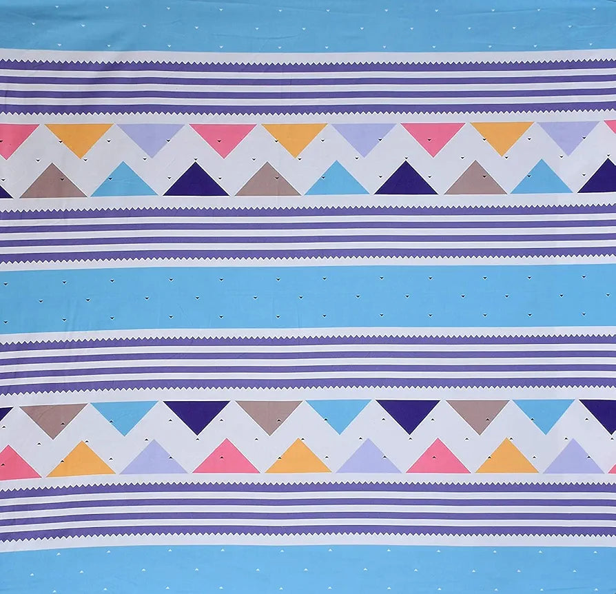 THE HOME STYLE Cotton Feel Glace Cotton Elastic Fitted Printed King Size Double Bed Bedsheet With 2 Pillow Cover,300 TC