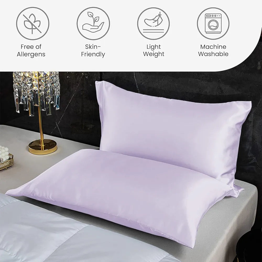 Cloth Fusion Satin Pillow Cover Set of 2 for Hair and Skin Care, Perfect Pillow case with 3 Satin Soft Scrunchies for Women 