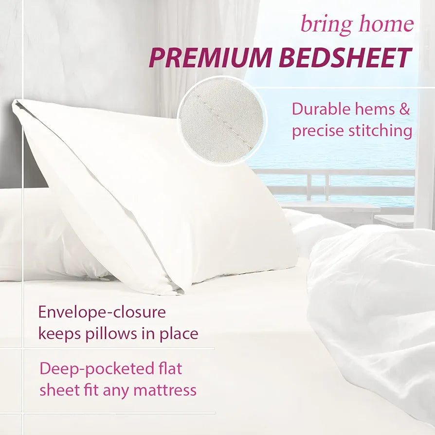 Trance Home Linen Premium 300 TC Pure 100% Cotton Single Size Fitted Bedsheet with 1 Pillow Cover 