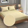 Fresh From Loom Rotary Printed King Size Double Bedsheet Microfiber Bed Sheets With 2 Pillow Covers 144 TC Light Beige Damas