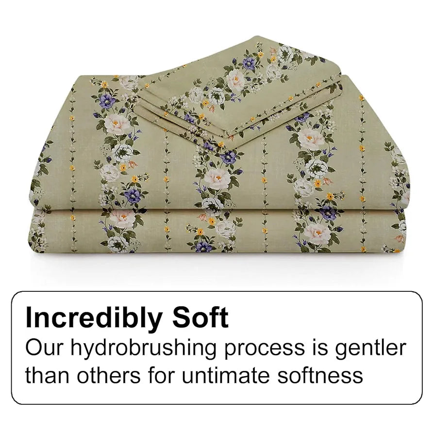 FRESH FROM LOOM Soft Floral Print Microfiber Single Bed Bedsheet Set - 240 TC, Anti Fade, 1 Pillow Covers ,Multicolor