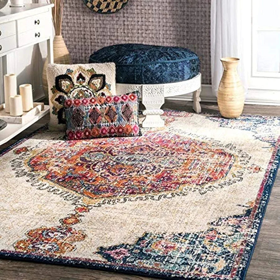 Status Contract 3 x 5 Feet Multi Printed Vintage Persian Carpet Rug Runner for Bedroom/Living Area/Home with Anti Slip Backing