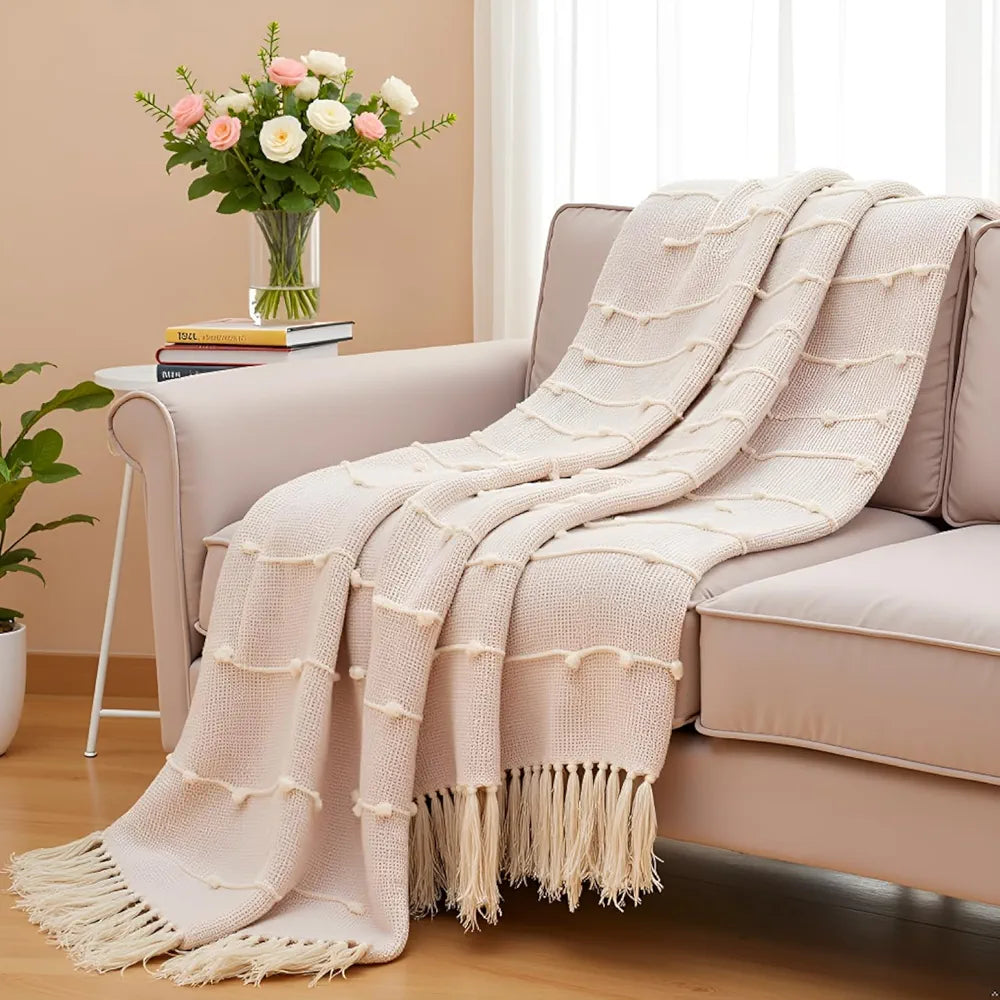 SAJAVAT HOME Hand-Knitted Pure Cotton 3 Seater Sofa Throw | 80x52 Inches/204x132 Cm | Summer Pink Throw for Sofa, Bed, Chair & Travel - Ideal for All Season | Pack of 1