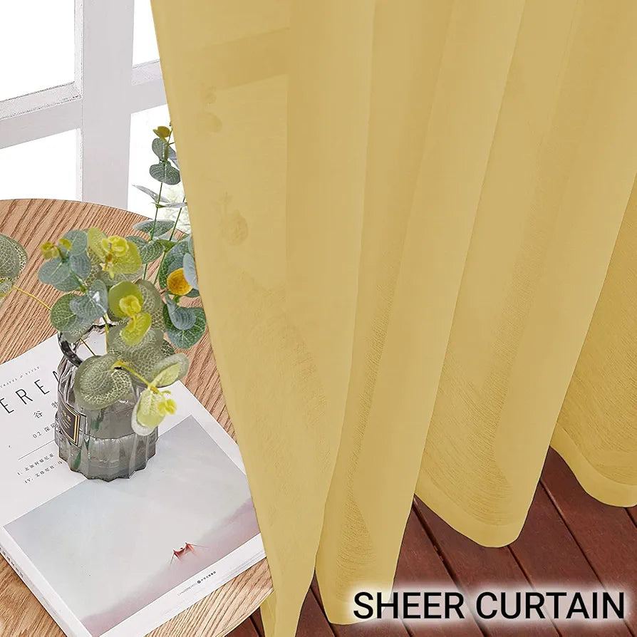 Cloth Fusion Cotton Feel Sheer Door Curtains 9 Feet Long Set of 2, Semi-Transparent Parda 9 Feet Long with Grommet Design for Home Decor 