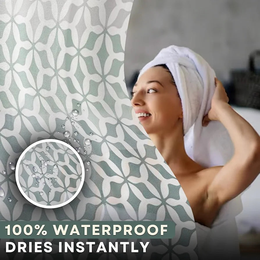 HOMETHREADS Embrace Luxury with Our 6-Feet Long Premium Polyester Shower Curtain with 12 Hooks for a Lavish Bathroom Ambiance | Stylish, Splendid, and Perfectly Sized 