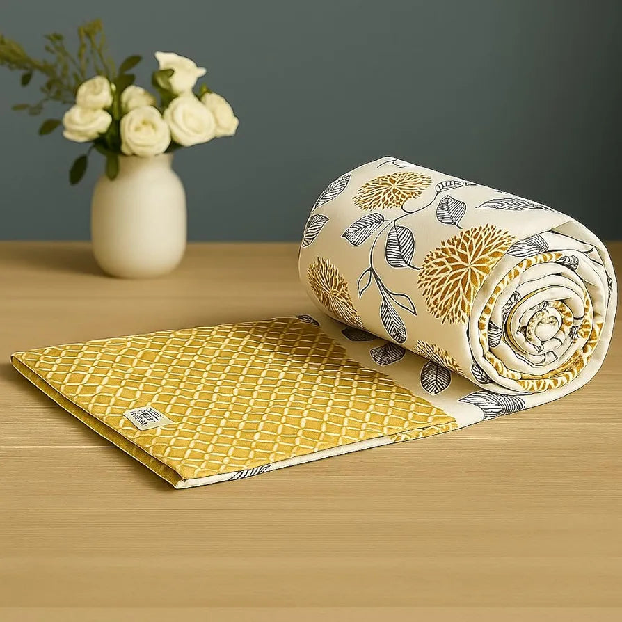 Trance Home Linen Premium Dohar Single Bed | 100% Cotton | Reversible | 150 GSM Ac Blanket Comforter | Light Weight 