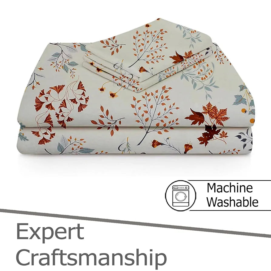 Fresh From Loom 200 TC Microfiber Soft Cotton Bedsheet for Single Bed with 1 Pillow Cover | Hypoallergenic Soft Bed Sheet | Anti Fade Printed Bed Cover 