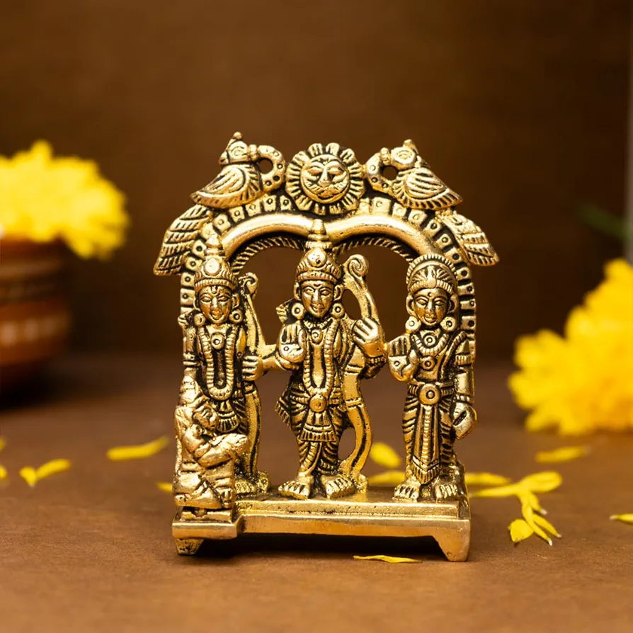 Ekhasa 100% Pure Brass Ram Darbar Murti  | Ram Darbar Statue for Home Decor and Office Desk | Ram Sita Laxman Hanuman Idol for Puja Room | Shree Ram Parivar Murti for Gift