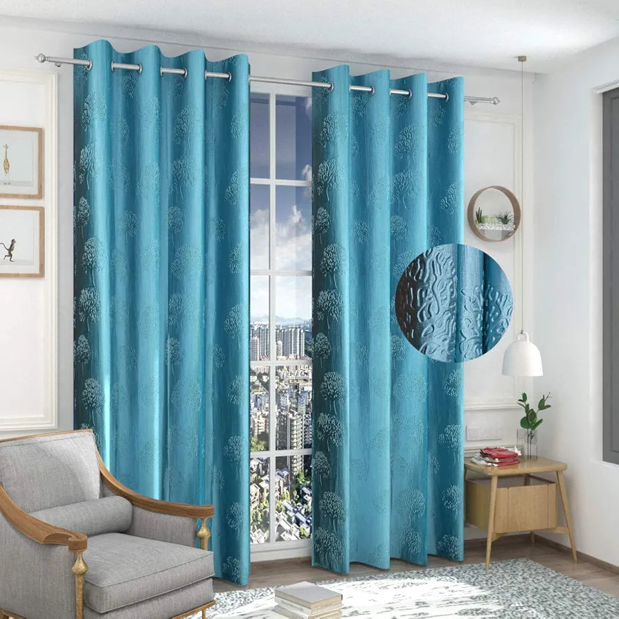 FRESH FROM LOOM Curtains For Door 8 Feet Long | Door Window Curtain | Premium Polyester Punch Parda | Modern Parde For Living Room | Home Screens | Grommet Curtains Ring Curtains 