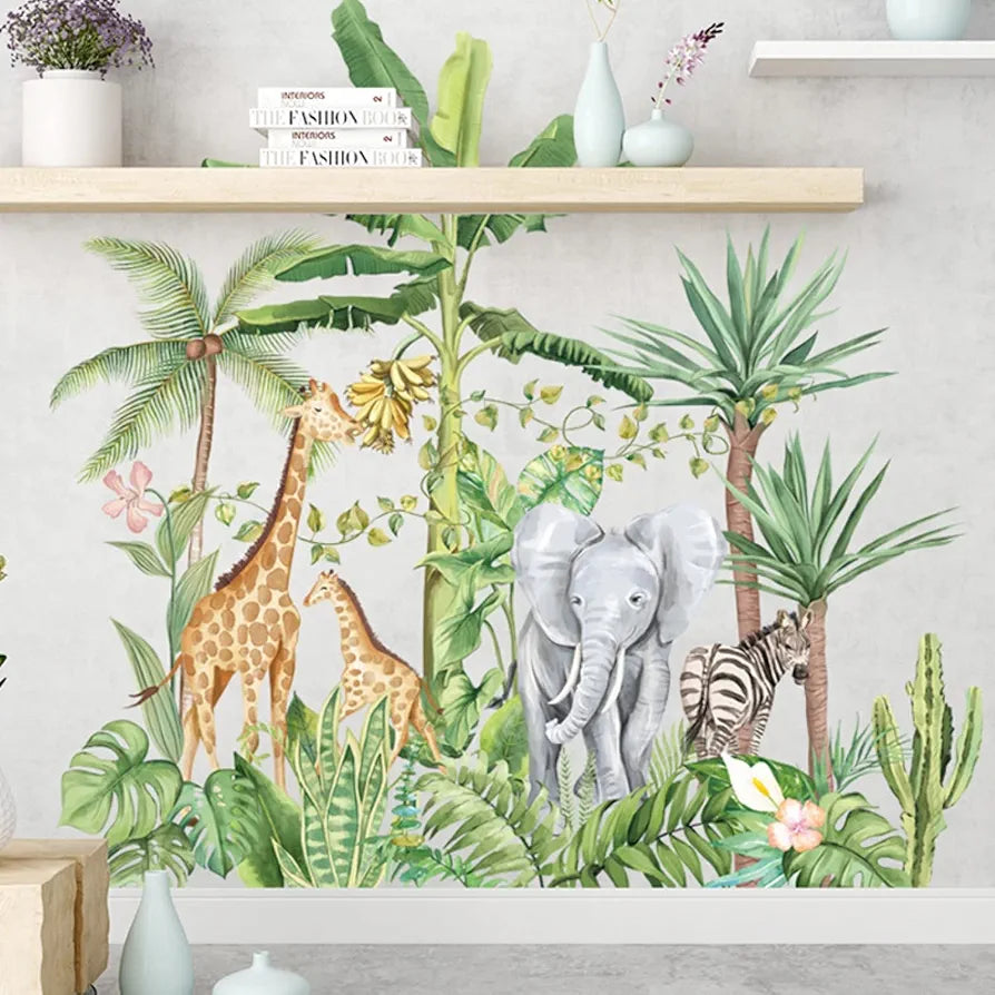 JAAMSO ROYALS Cartoon Animals PVC Vinyl Self Adhesive Wall Sticker for Home Decor 