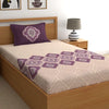 Dreamscape Cotton Single Fitted Bedsheet with 1 Pillow Cover, 140 TC Cotton Ethnic Purple Bedsheet for Single Bed Purple Ethnic1