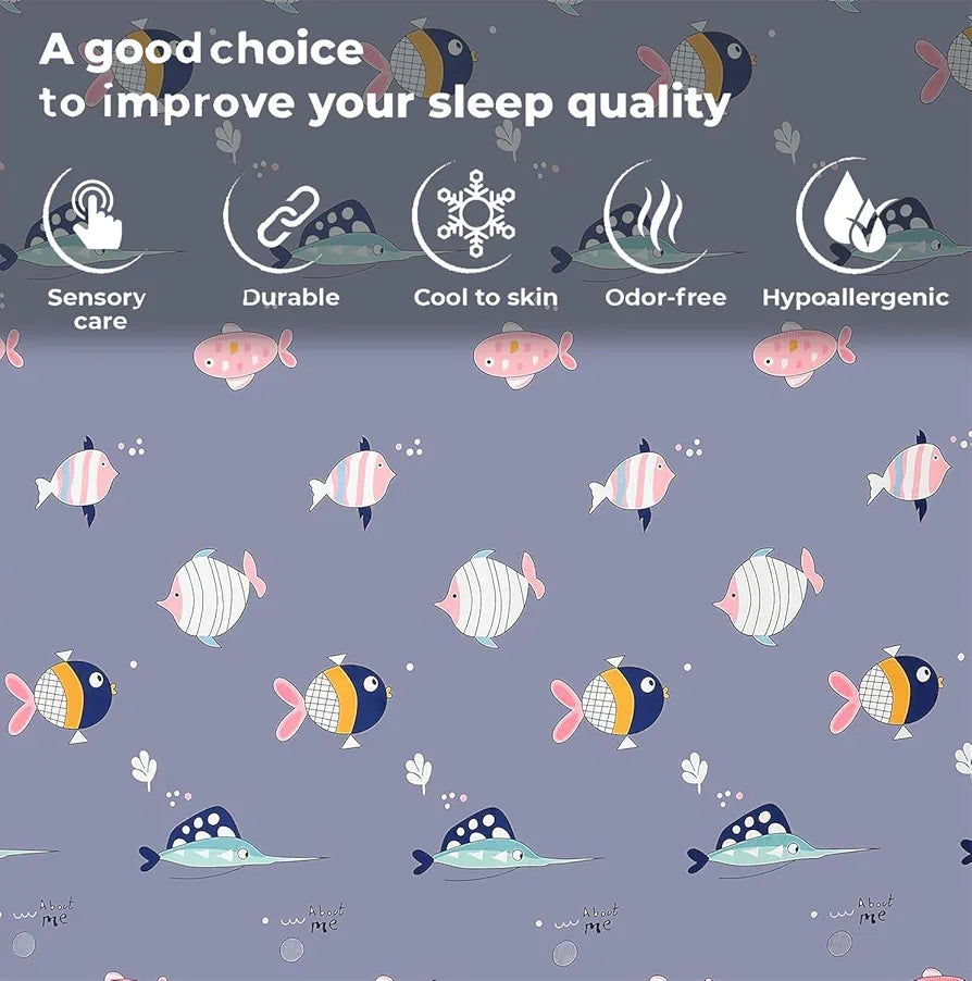 FRESH FROM LOOM Glace Cotton Wrinkle Free Soft Hypoallergenic Bed Sheet | Cartoon Printed Single Bedsheet For Kids With One Pillow Cover , 144 tc
