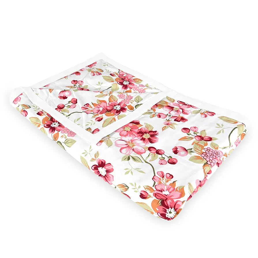 Divine Casa Floret 100% Cotton Single Dohar | 120 GSM | Soft & Lightweight Throw Blanket | Cozy & Breathable Bedding | All-Season Comfort | 210 x 140 CM, Rosy Retreat