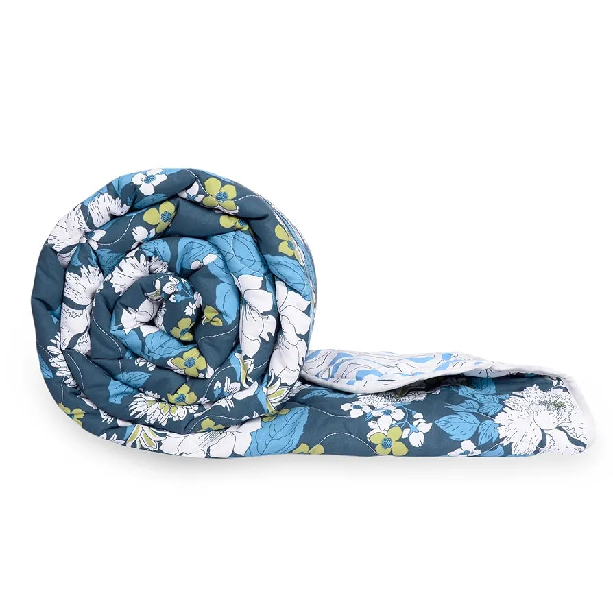 Divine Casa Microfibre All Weather Lightweight 120 GSM Printed Reversible Single Bed Size Quilt Comforter Blanket - | TC - 120